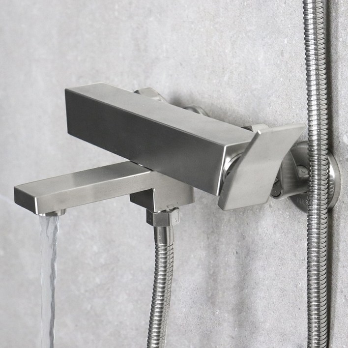 로딘 사각 무광 스텐 고급 샤워기수전 욕실 샤워수전 욕조 샤워기 수도꼭지 IN134, 1개