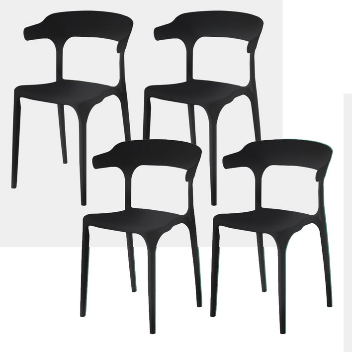 홈스퍼니처 인테리어 등받이 식탁 의자, 4개, 블랙