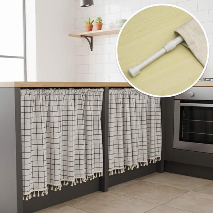 륀레브 다용도 주방 커튼 창문 바란스 2종 커튼봉 포함 30 40 50 60 70 80 90 100 110 120