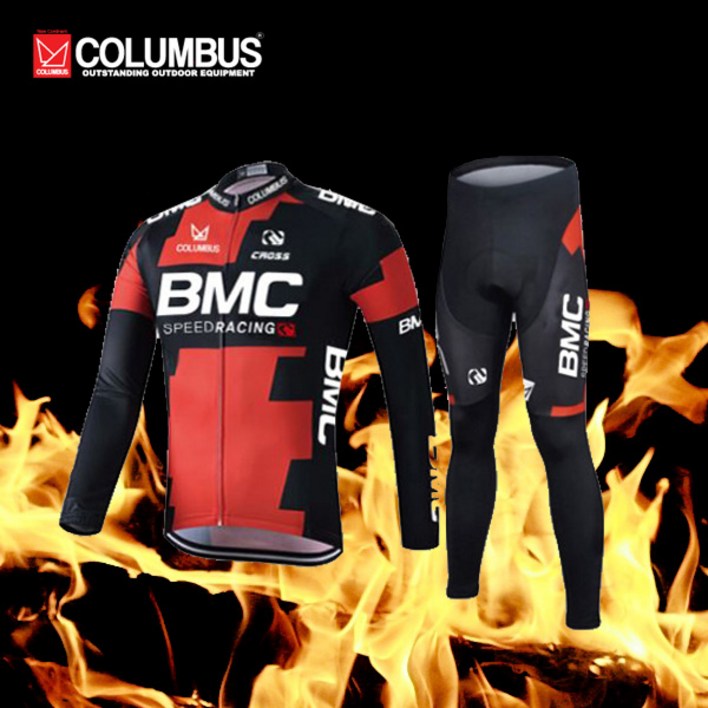 콜럼버스 BMC 겨울 기모 남녀공용 긴팔 자전거복 상하의 세트