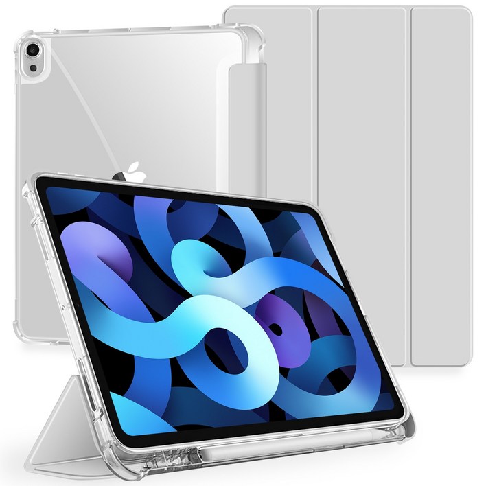 원더글라스 클리어 에어 쉴드 펜슬 수납 케이스, 라이트 그레이