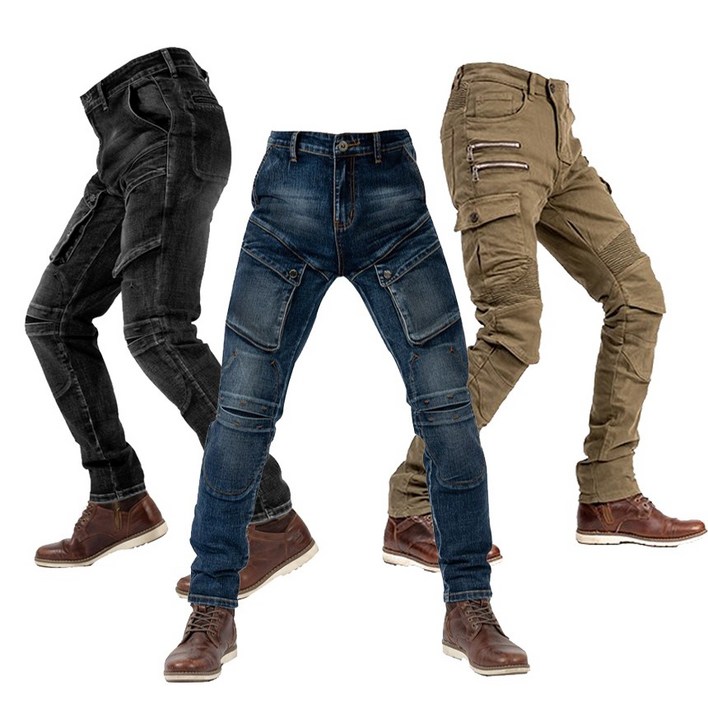 라이딩 진 바이크 팬츠 오토바이 라이더 청바지, SP003 블랙