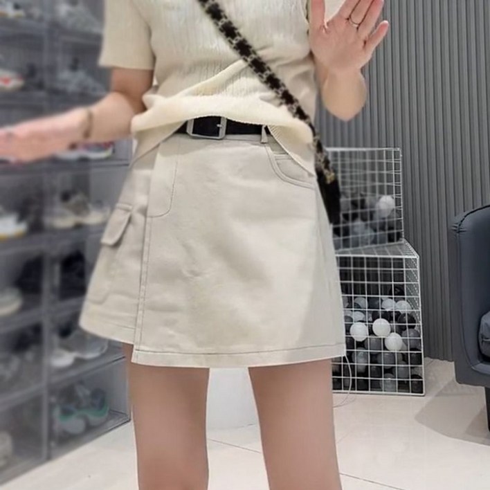 JIEVE여성 여름 카고 청치마바지 a라인 청반바지SX062752