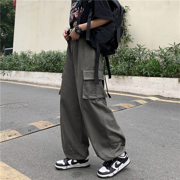 UPPERCUT 남녀공용 루즈핏 카고바지 통바지 와이드핏 빅사이즈 자체제작