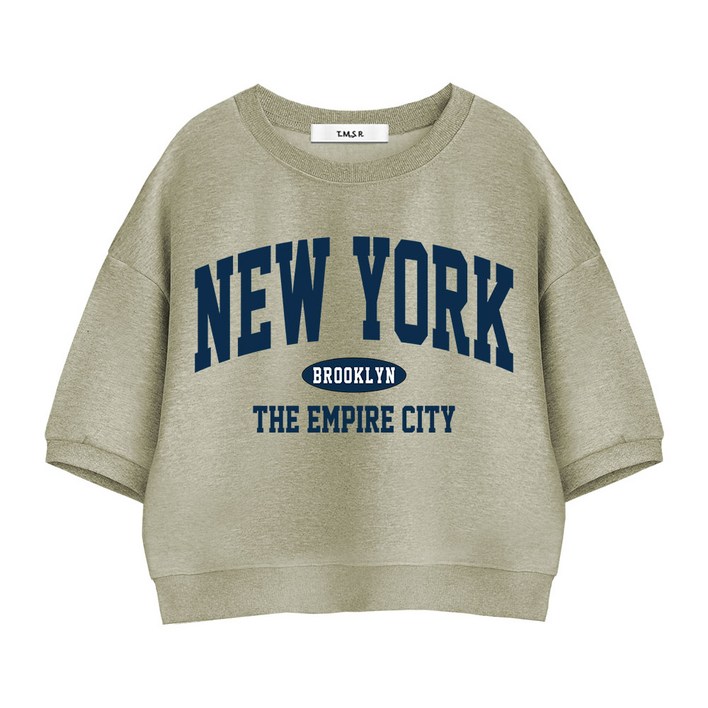 TSF 뉴욕엠파이어시티 세미오버핏 크롭 반팔 맨투맨