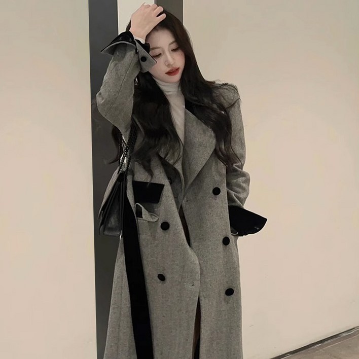 swygsqql 여성용 트렌치 코트 트렌치코트 여성 봄가을 케쥬얼 빅사이즈 롱 코트 M568