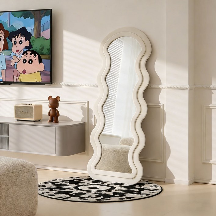 Comfy Nest 웨이브 물결 스탠드 전신거울 인테리어 비정형