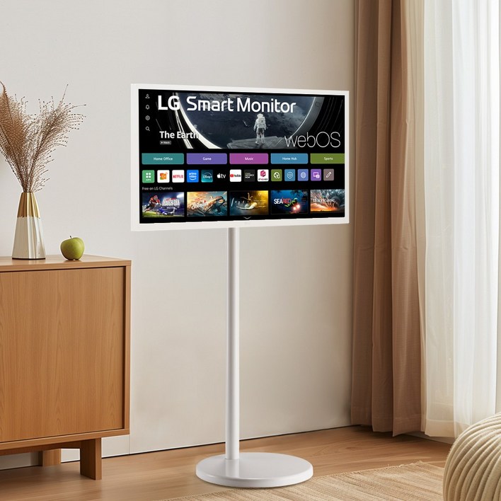 엘지전자 32인치 스마트모니터 이동형스탠드 패키지상품 엘텐바이미  32SR50F이동형스탠드, 32SR50F 모니터  라이트스탠드, 고객직접설치, 스탠드형, 80cm 32인치