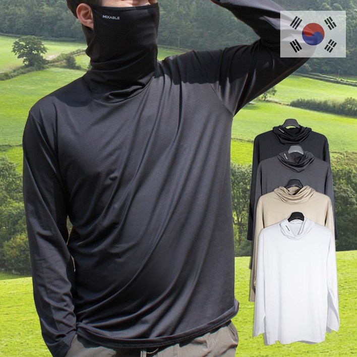 믹스어블 기능성 긴팔안면가리개 햇빛차단 봄 가을 겨울 남성 여성 쿨 이너웨어 스포츠 언더레이어
