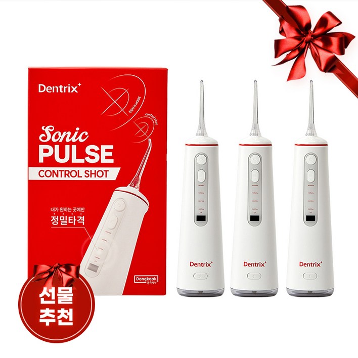 쇼핑백증정 동국제약 구강세정기 리뉴얼 덴트릭스 소닉펄스 컨트롤 샷, 구강세정기 워터치실 아쿠아픽 치석제거 스켈링, 3개