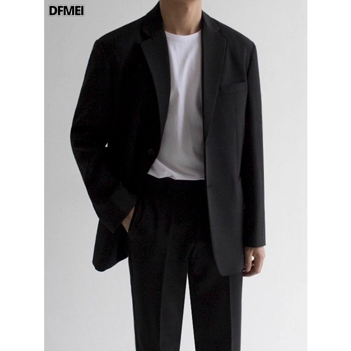 ANYOU 남성용 사계절 캐주얼 정장 수트 기본핏 면접 정장 결혼식 하객룩 포멀