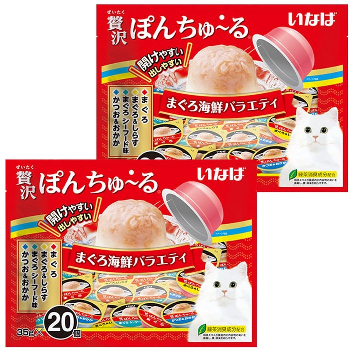 이나바 챠오 퐁츄르 챠오퐁 고양이 간식, 참치해산물버라이어티 TSC114, 35g, 40개