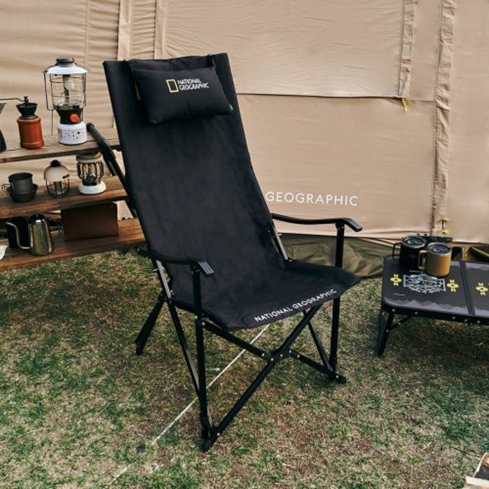 (국내매장판/AS가능) 내셔널 지오그래픽 시그니쳐 릴렉스 롱 체어 블랙 캠핑 의자 용품