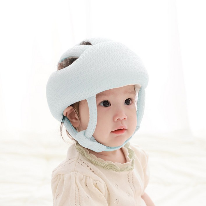 베이비팜 아기 머리 쿵 보호대 헬멧, 블루, 1개