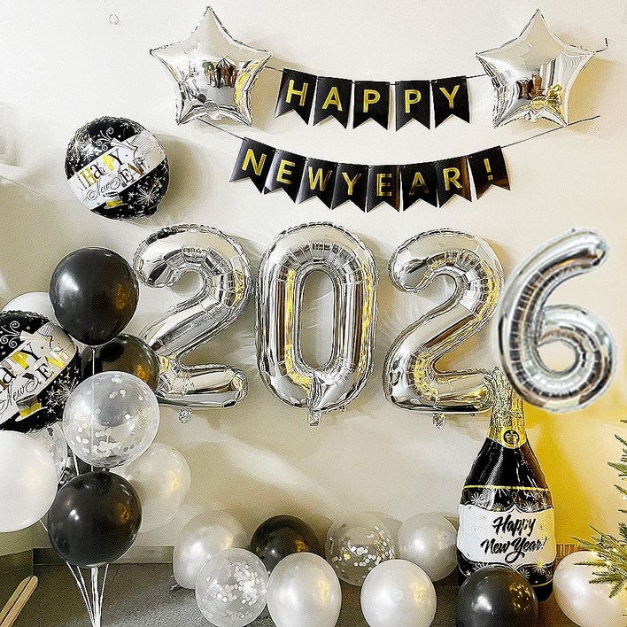 파티앤온 해피뉴이어 2026 풍선 신년 새해 6종 파티세트, 1개