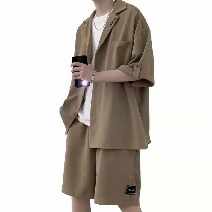 셀럽당 남성용 패션 캐주얼 정장세트 FAWEH 여름 반팔 반바지 세트무료배송 A01933