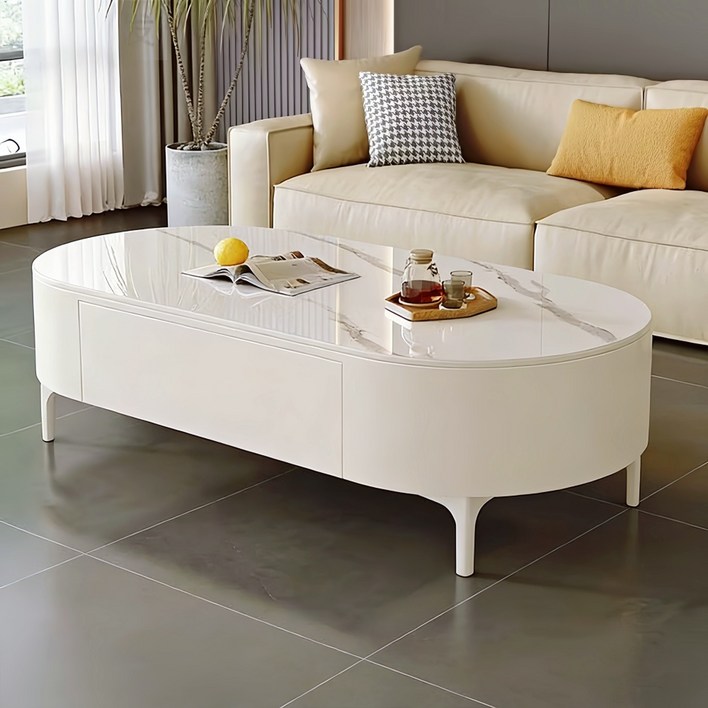 대리석 거실 테이블 1000MM 레일 서랍형 쇼파테이블