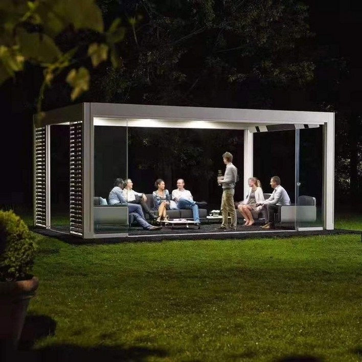 조립식 테라스 파고라 옥상 야외 정자 현대 방수 전동 알루미늄 퍼 골라