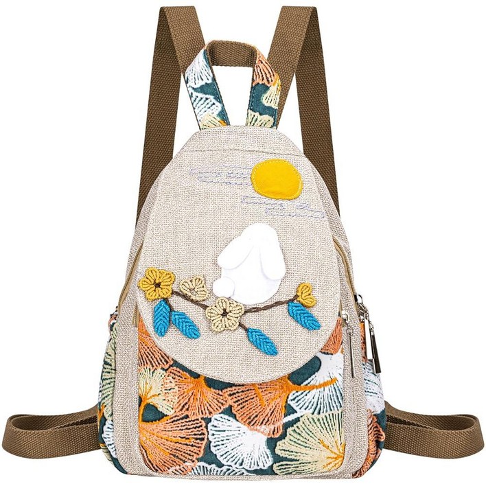 ADKALIV 여성용 백팩, 보헤미안 크로스바디 슬링백, 귀여운 손으로 짠 패턴 미니 및 소형 래빗 문, 보헤미안165905