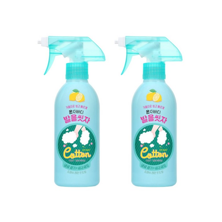 온더바디 발을씻자 코튼풋샴푸 레몬향 385ml 2개, 1개입
