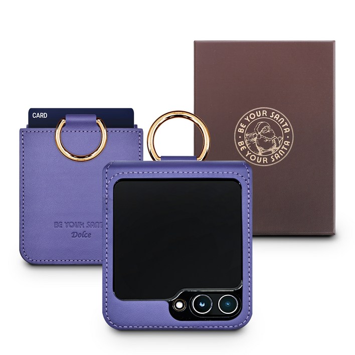 갤럭시 Z플립6 케이스 이태리 천연가죽 힌지보호 카드수납 링 루나케이스, 돌체케이스