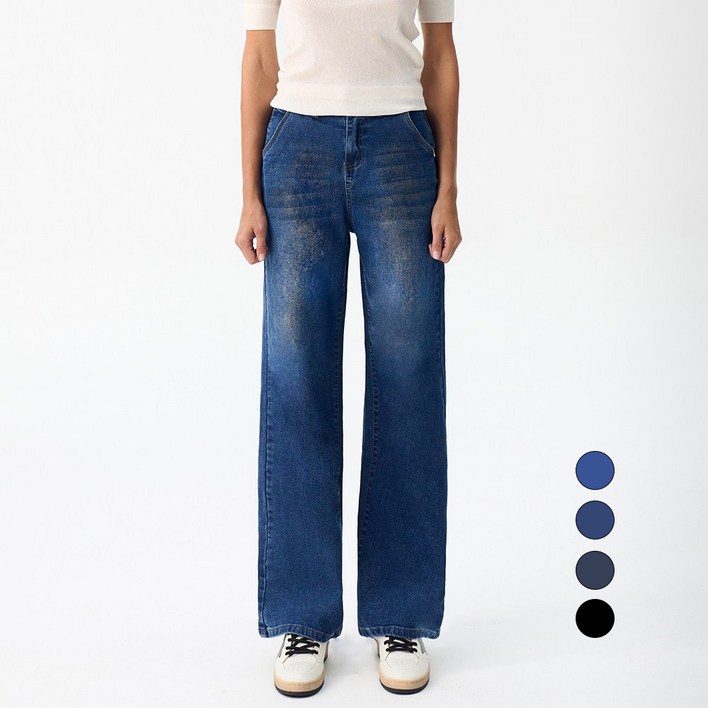 엘블로썸 여성 [숏,기본,롱] 스판 와이드 히든밴드 백포켓 청바지