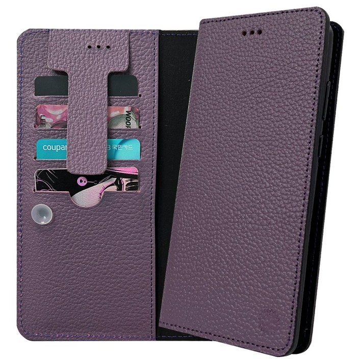 갤럭시퀀텀2 쏠 에리 천연 소가죽 카드 지갑 플립 케이스