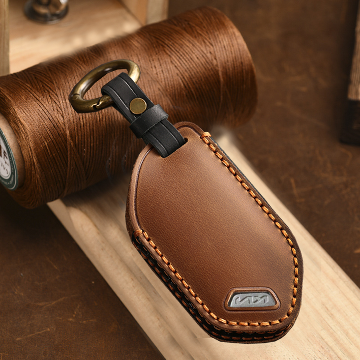 HAKO 유틸리티 가죽 키케이스 키홀더, 브라운, 9버튼