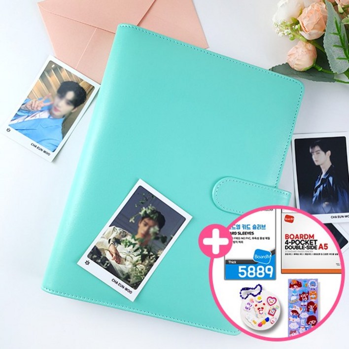 [보드엠] 파스텔 마카롱 A5 6공 포카 포토카드 바인더 (속지 30매 포함), 7.초코 민트