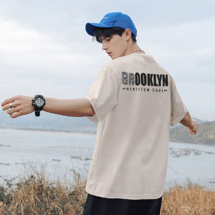 오버핏 반팔티 M5XL 남자 여자 빅사이즈 5부 반팔 티셔츠 브루클린