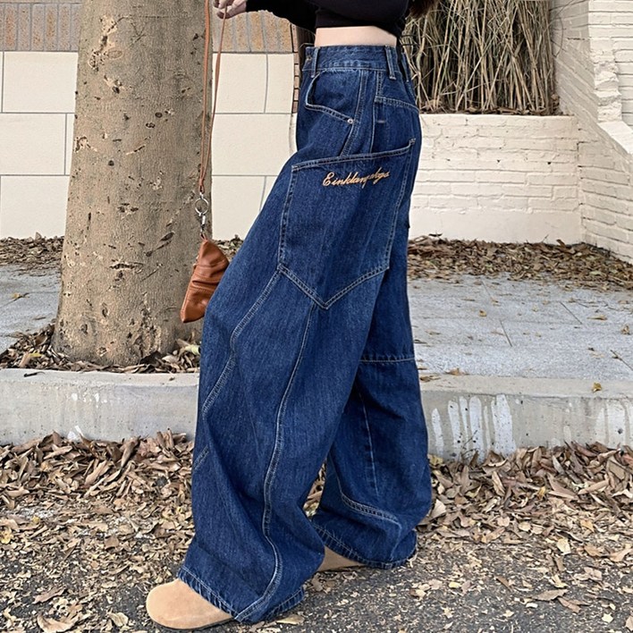 대박난박양 유니크 레터링 벌룬 청바지
