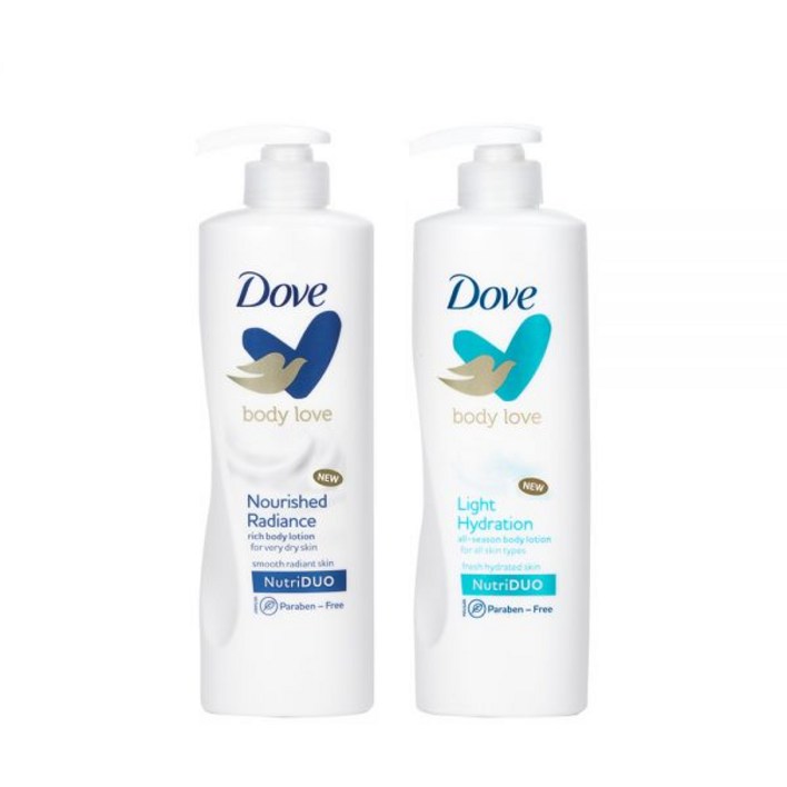 도브 바디러브 로션 너리쉬드 라디언스 400ml + 라이트 하이드레이션 400ml
