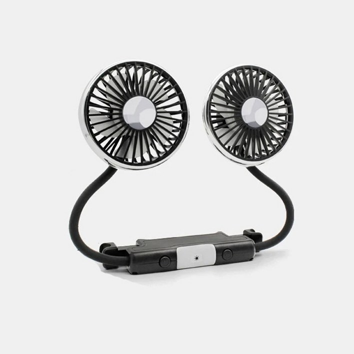 차량용 선풍기 LED 조명 USB 듀얼 헤드 냉각 공기 독립 스위치 360 조절 가능 뒷좌석용 3 단 자동 머리 받침
