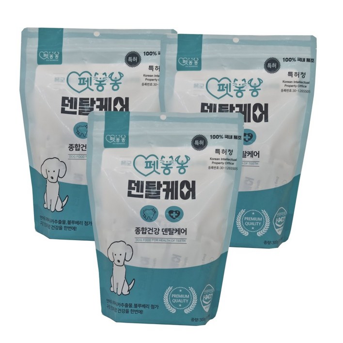 펫봉봉 덴탈케어 강아지덴탈껌 대용량 스케일링 영양 츄잉스틱, 펫봉봉 덴탈케어 종합건강, 300g, 3개