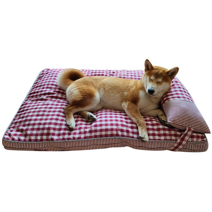 쓰리몰 사각 강아지 방석 애견 쿠션 고양이 침대 매트리스 커버 분리형 대,중,소, 브라운, 1개