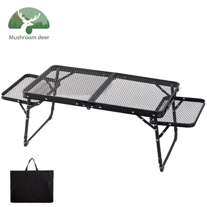 Mushroom deer 캠핑 접이식 아이언 메쉬 슬림 미니 캠핑 테이블 경량테이블, 블랙 Mushroom deer 캠핑 접이식 아이언 메쉬 슬림 미니 캠핑 테이블 경량테이블, 블랙