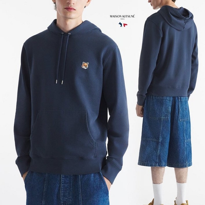 메종키츠네 FOX HEAD 패치 레귤러 코튼 후드티 P476