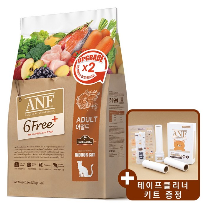 ANF 캣 식스프리플러스 어덜트 5.6kg + 휴대용 테이프 클리너 + 캔95g