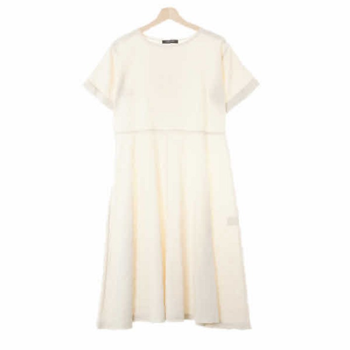 0234 코데즈컴바인 라이스아이보리 린넨혼방 와이드라운드반팔원피스 [Free]
