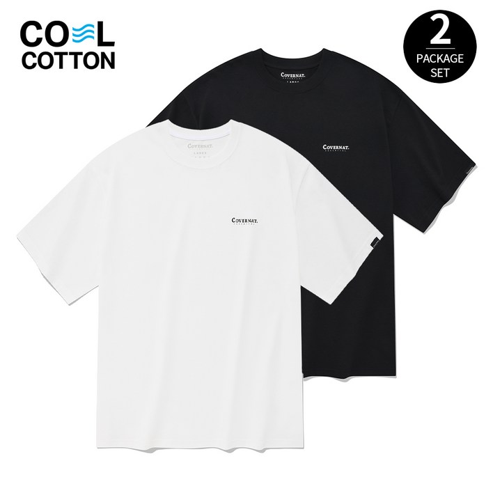 [커버낫 본사]에센셜 쿨 코튼 2-PACK 티셔츠 블랙+화이트