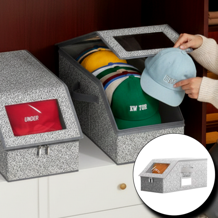 킹얀 모자 수납함 대용량 먼지차단 정리함