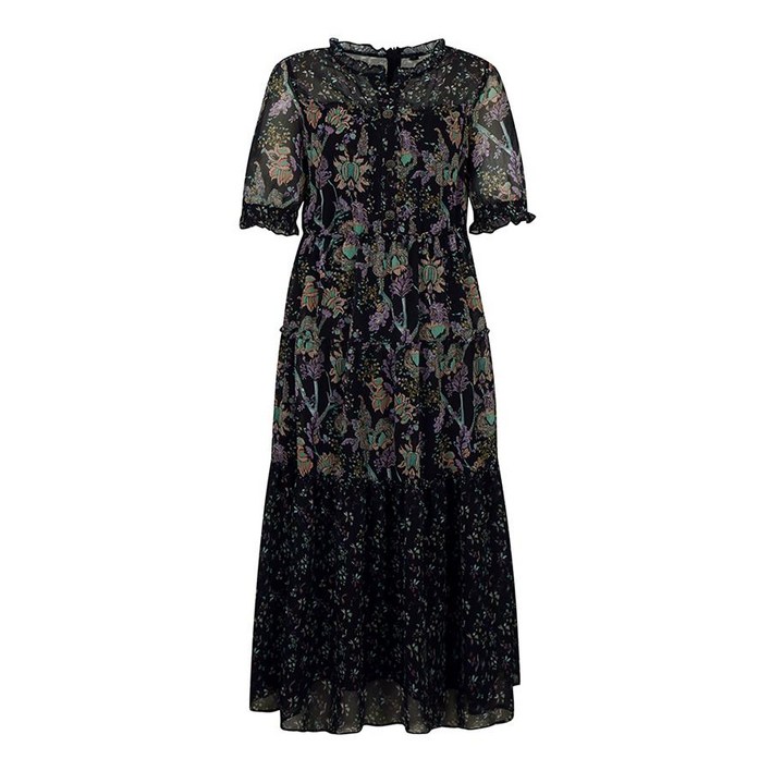 베스띠벨리  2023여름  5부 소매 카라  데님 롱 원피스2539BL