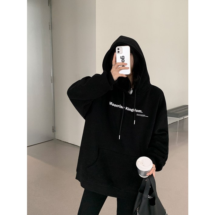 면혼방슬림310g/기모410g가을겨울후드여프린트