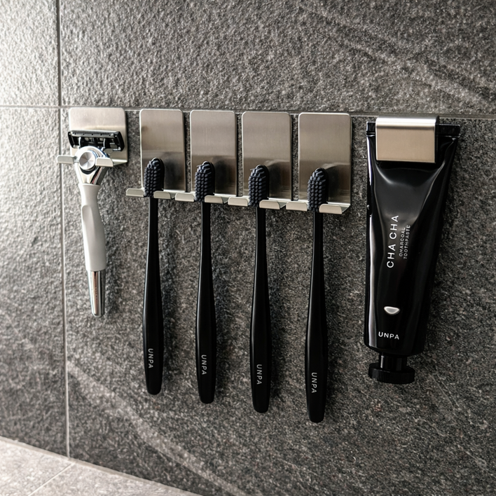 홈튜디오 3세대 녹슬지 않는 일체형 스텐칫솔걸이 4인, 패밀리세트, 1세트