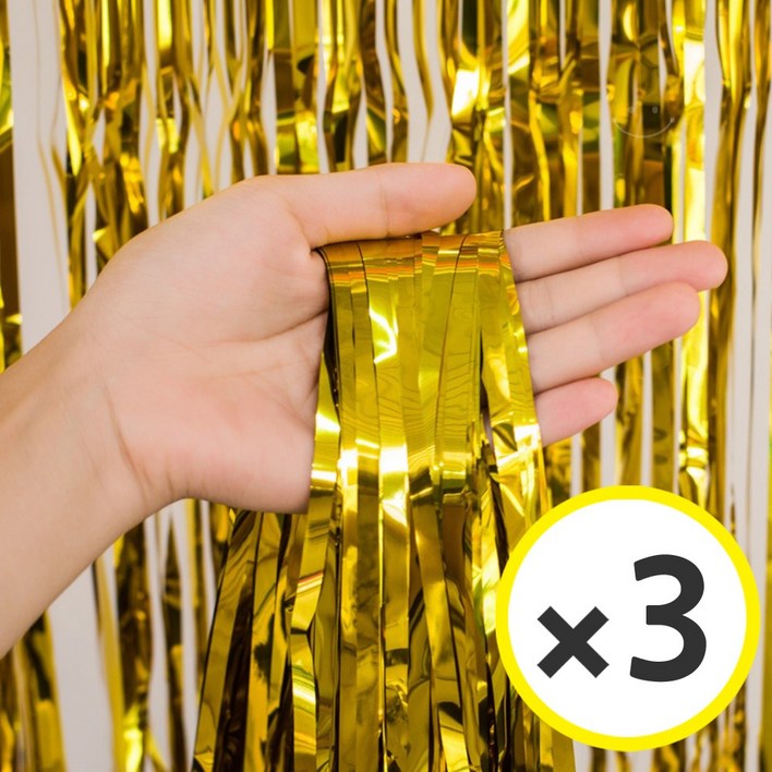 크리스마스 세트 풍선 가랜드 파티장식 소품 혼합풍선 트리 데코 홈파티용품 에브리띵스마일 1077, 골드 파티커튼 3P, 1세트