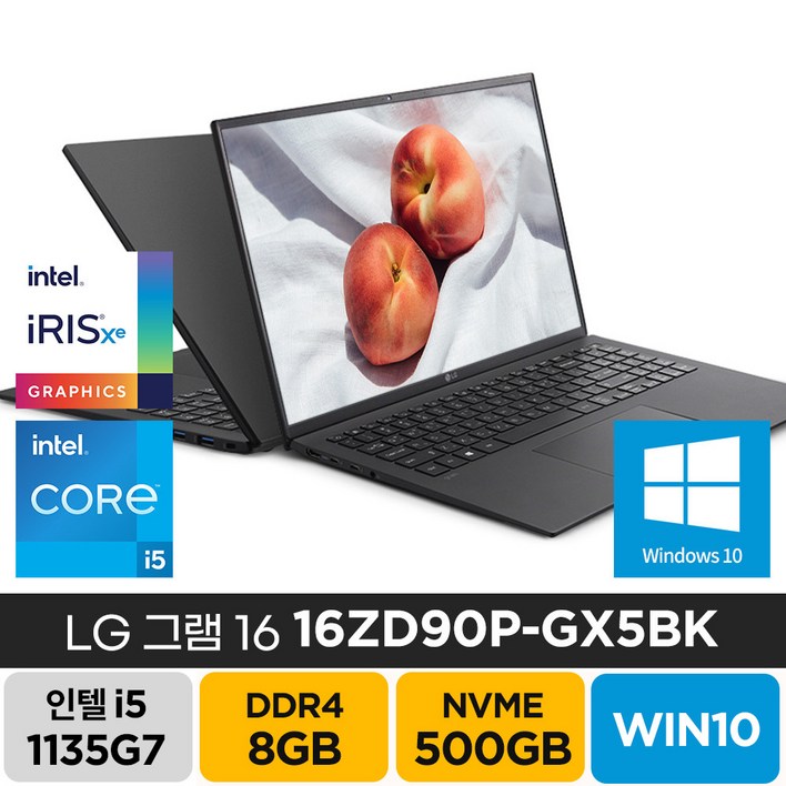LG전자 2021 그램16 16ZD90PGX5BK 16인치 윈도우10 사무용 업무용 기업 주식 그램 노트북, GX5BK, WIN10 Pro, 8GB, 500GB, 코어i5, 블랙