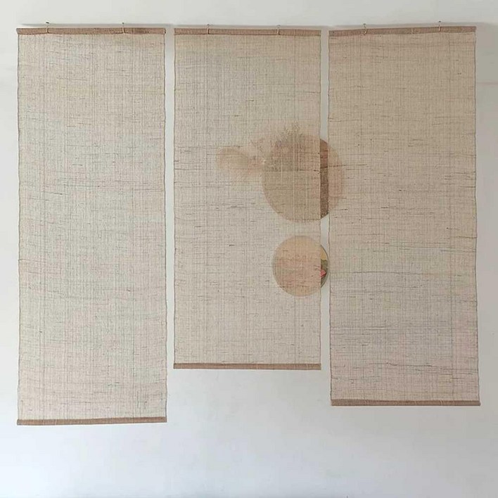 모시 가리개 삼베 창문 장식 규방 공예 카페 한옥 베란다 롤커튼 높이 100CM 폭 35cm