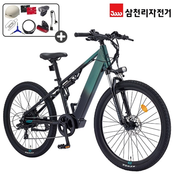 삼천리 완조립 2024 팬텀 FS 27.5인치 8단 파스 스로틀 MTB 전기자전거 14Ah, 24년형다크제이드블랙