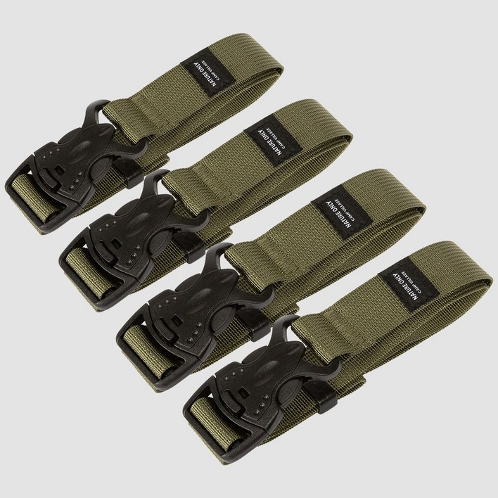 캠프빌리지 이중 버클 스트랩 압축 벨트, 카키