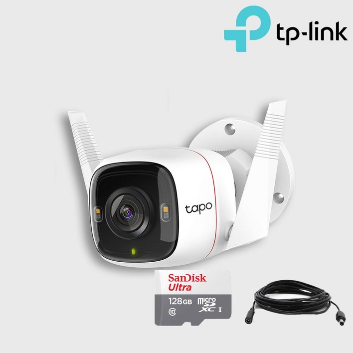 티피링크 Tapo C320WS 홈CCTV + micro SD 카드 128GB + 전원연장선 5M (실외,농막,공장,가게)